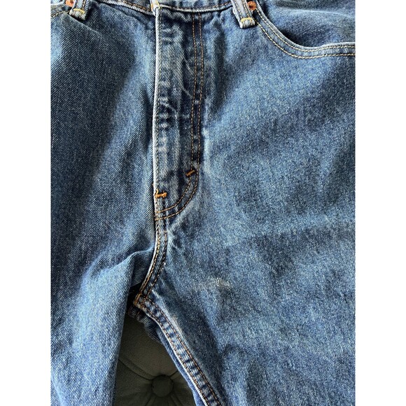 Levi's Cut Off Shorts Size 36 Blue Faded Denim Jean Bermuda Jorts Grunge Skater - Picture 3 of 6